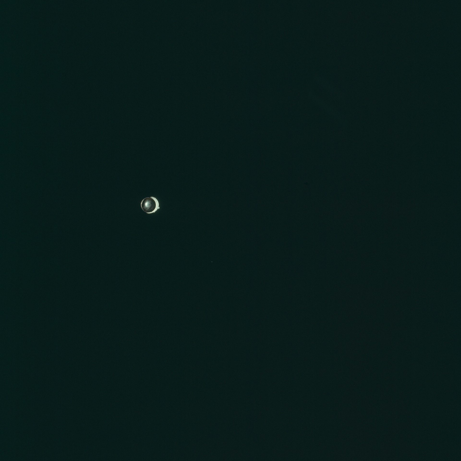 NASA photograph AS11-36-5329 of the Apollo 11 S-IVB third stage in space during translunar coast, July 1969