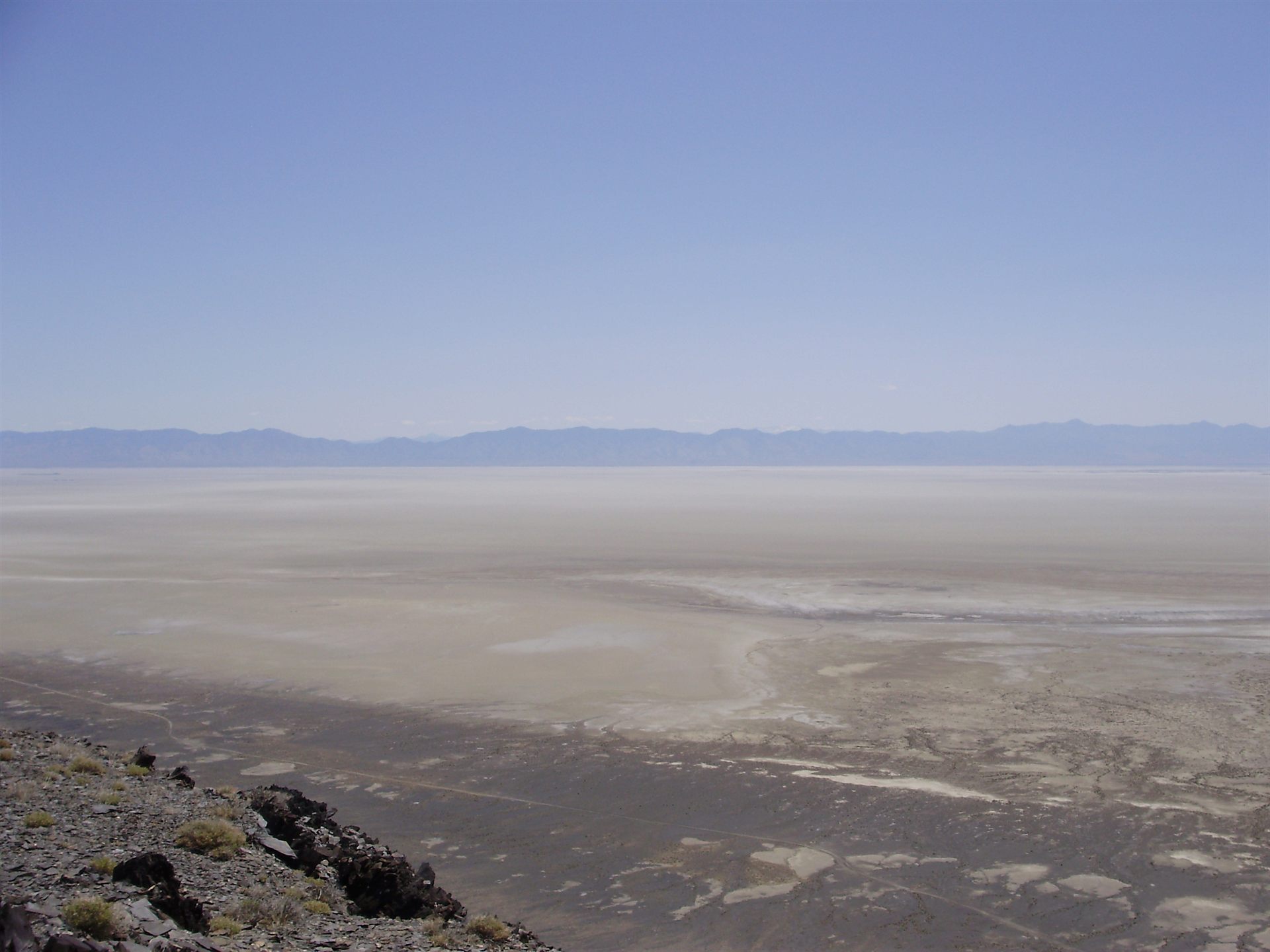 View across the Carson Sink playa, Churchill County, Nevada, the high desert basin the B-25 crossed on July 24, 1952