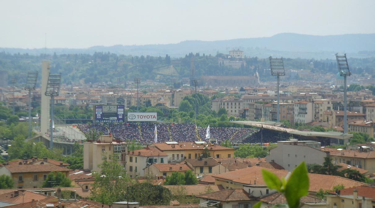 Exterior facade of the Stadio Artemio Franchi (Stadio Comunale) in Florence, Italy, the Pier Luigi Nervi-designed stadium where the October 27, 1954 sighting occurred