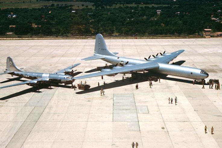 The arrival of the first Convair B-36A bomber at Carswell Air Force Base, Fort Worth, Texas, June 1948 — the aircraft type tower personnel used as their size reference when describing the object tracked here in February 1954