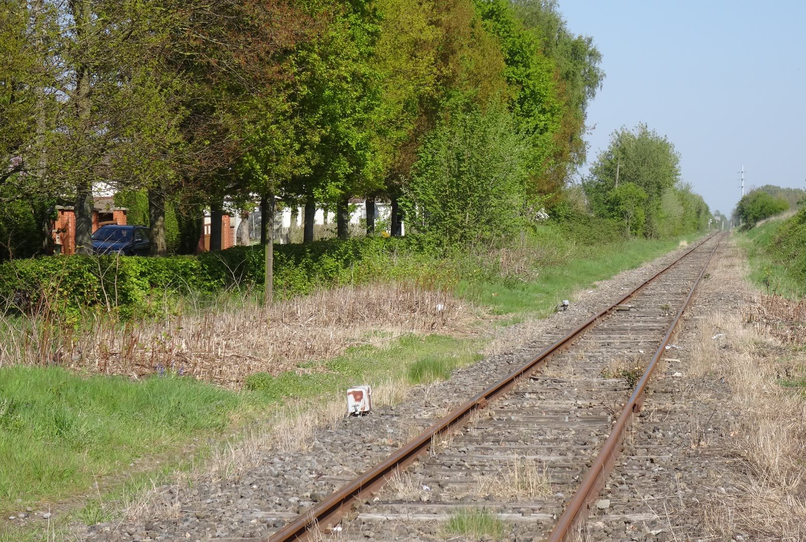 The railway line at Quarouble, Nord, France, on the Douai to Blanc-Misseron line, photographed in 2014 near the site of Marius Dewilde's September 10, 1954 encounter