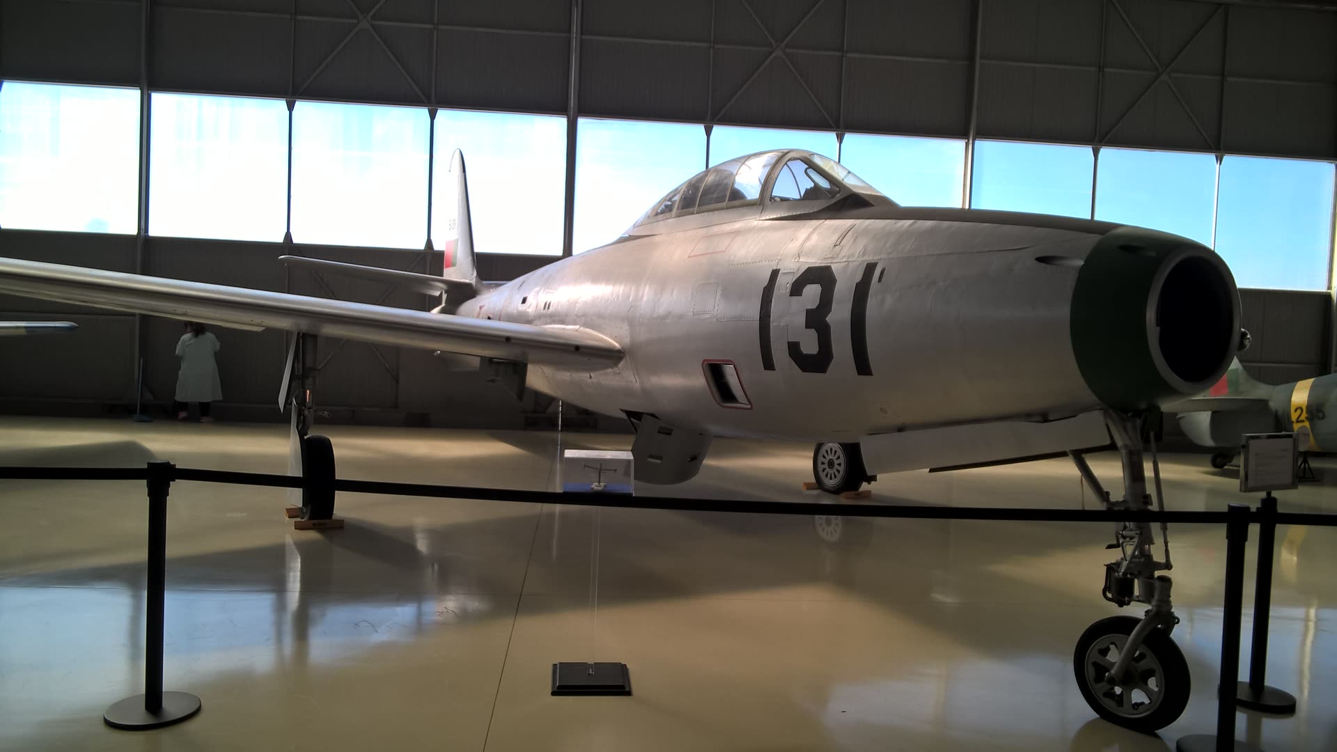 A Republic F-84G Thunderjet, the same aircraft type flown by all four pilots on the night of the September 4, 1957 encounter, preserved at Portugal's Museu do Ar (Air Museum)