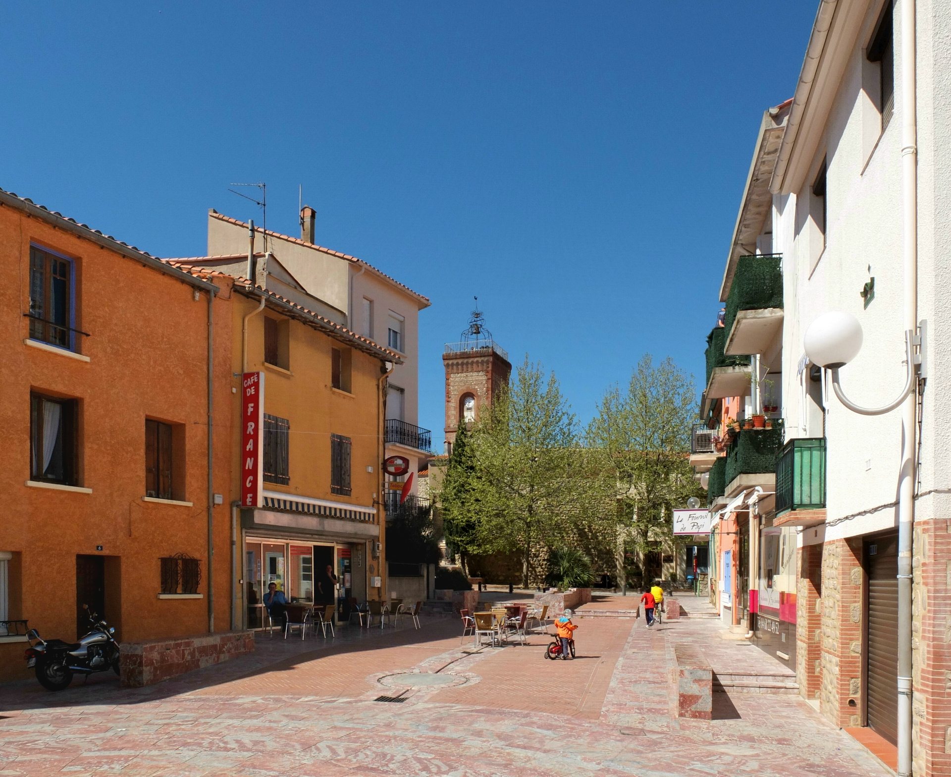 The town center of Palau-del-Vidre, Pyrénées-Orientales, France