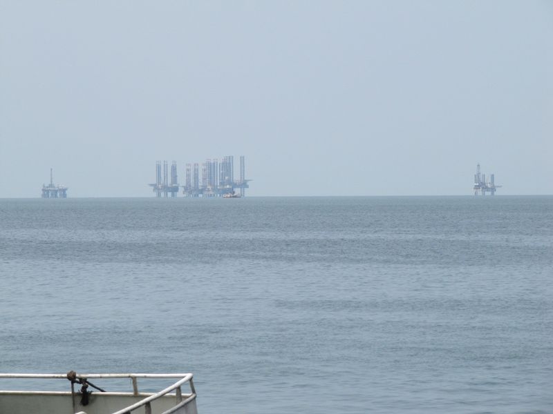 Offshore waters near Port-Gentil, Gabon, the anchorage where a ship's crew reported a luminous orange phenomenon in the early hours of June 1, 1952
