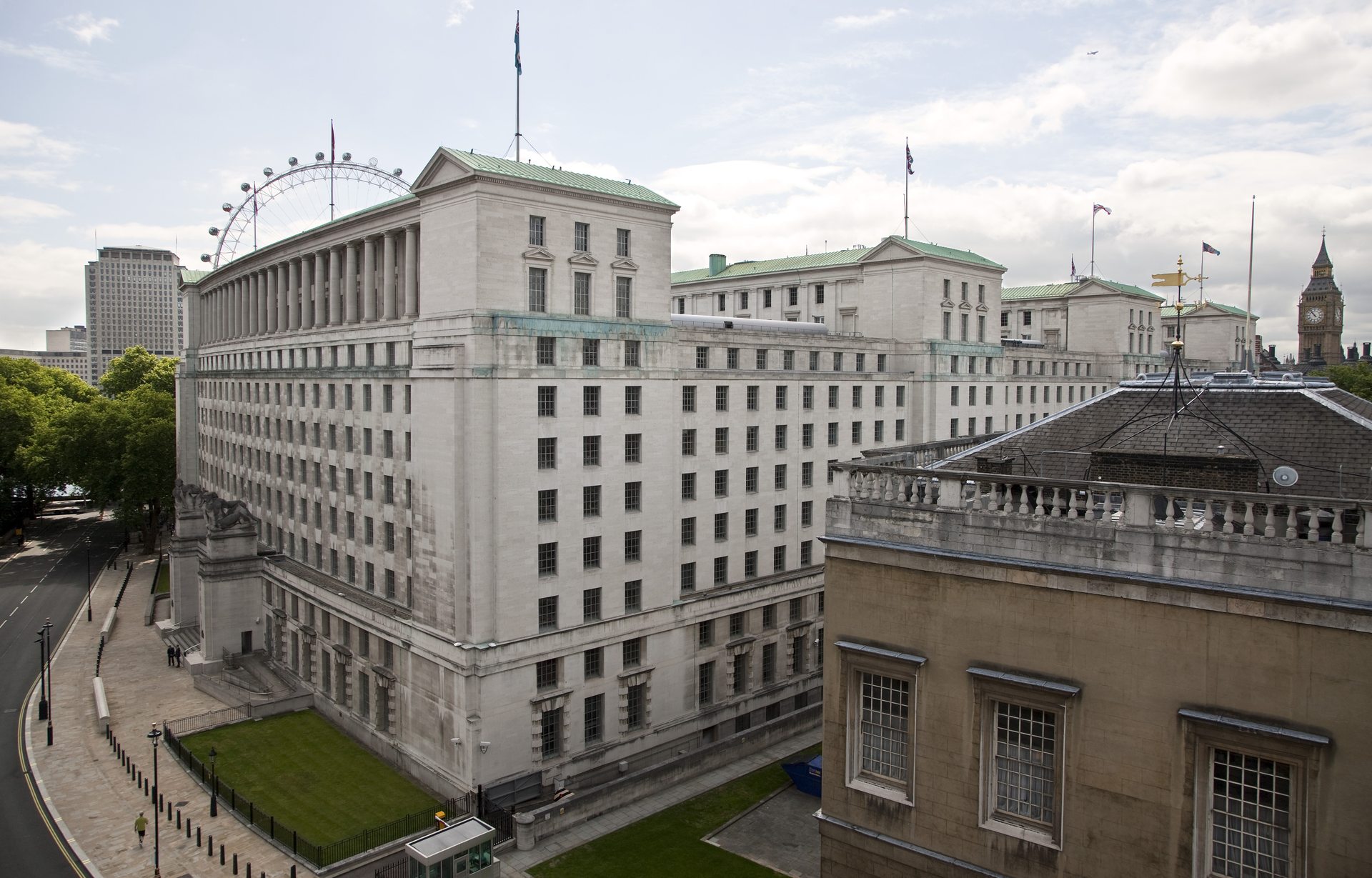 The Ministry of Defence Main Building on Whitehall, London, seat of the UK Ministry of Defence and its Defence Intelligence Staff, which commissioned Project Condign