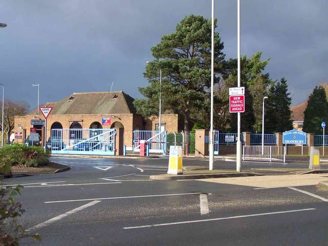 The entrance to RAF Shawbury, Shropshire, where the meteorological officer's sighting occurred on March 31, 1993