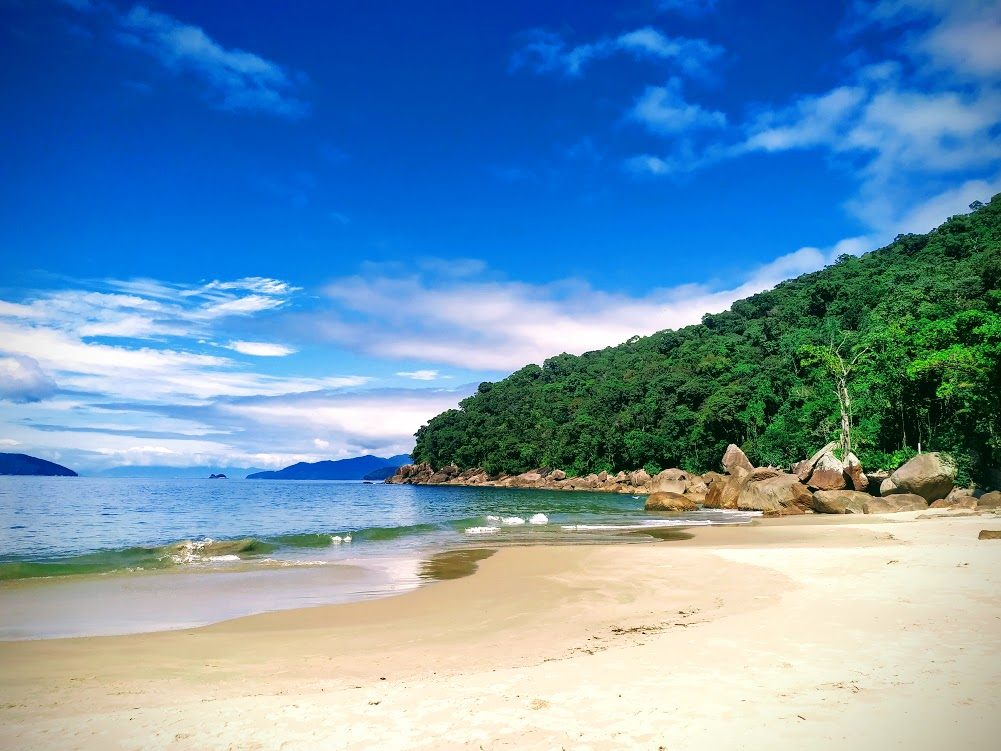 Praia do Flamengo, a beach in Ubatuba, São Paulo state, Brazil — the coastal municipality where the anonymous 1957 letter claimed a flying disk exploded