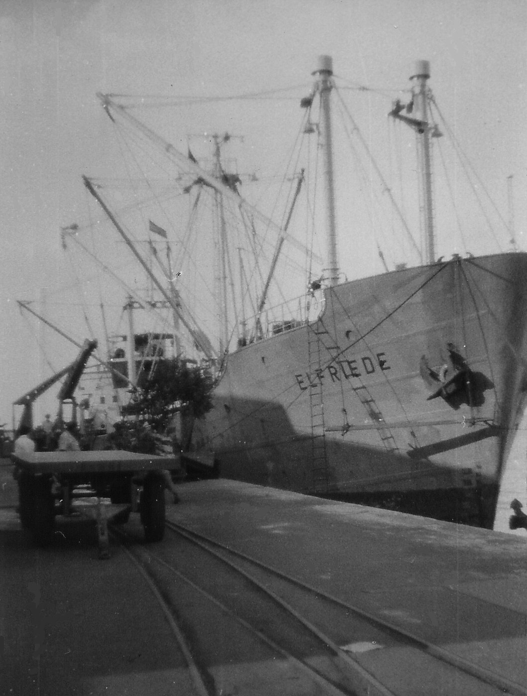 The Port of Dakar, Senegal, photographed in 1956 — the harbor city where a witness reported a flame-wreathed flying saucer at dawn on July 3, 1952. This is a genuine period photograph of the city itself, not of the object described.