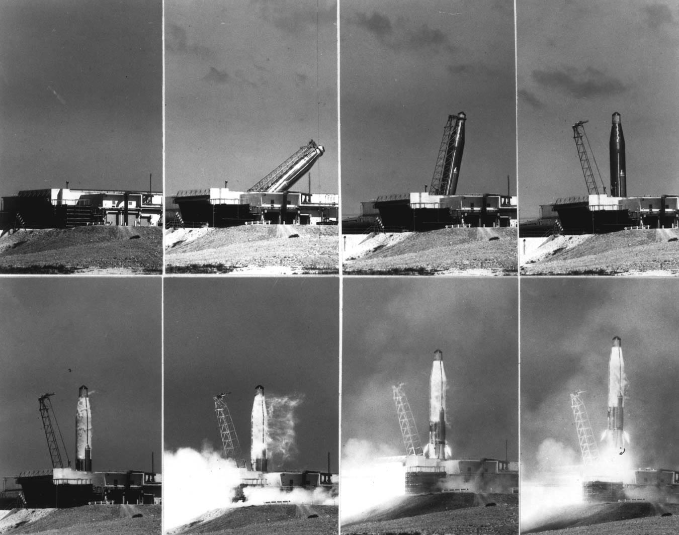 A U.S. Air Force photograph of an Atlas D ICBM launch sequence at Vandenberg Air Force Base, California, April 1960 — the same missile family, launched from the same base, as the disputed 1964 test at the center of this case file